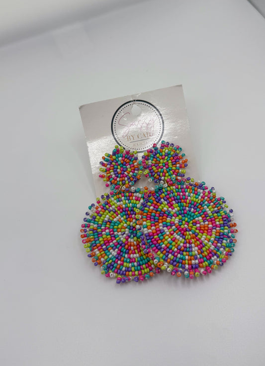 Multi-Color Disc Beaded Earrings