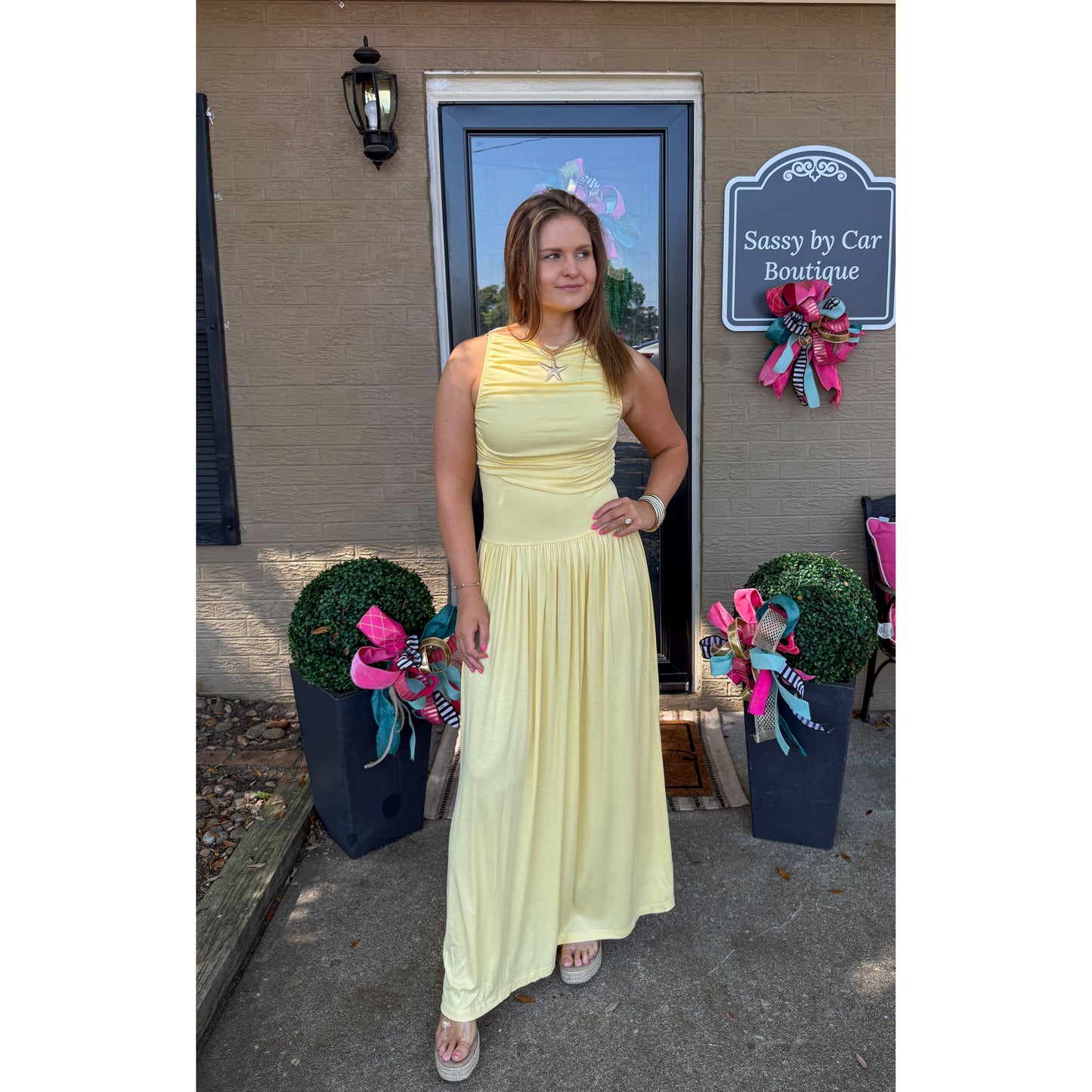 Sunshine Detail Maxi Dress, Butter Yellow