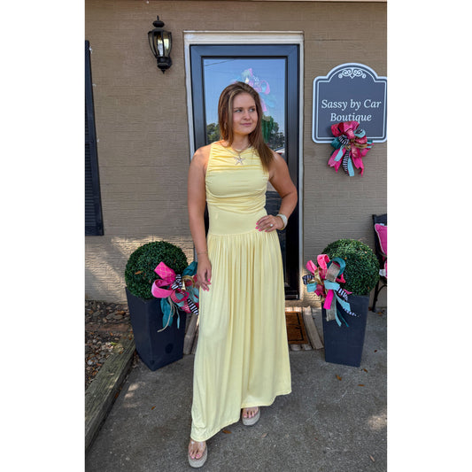 Sunshine Detail Maxi Dress, Butter Yellow