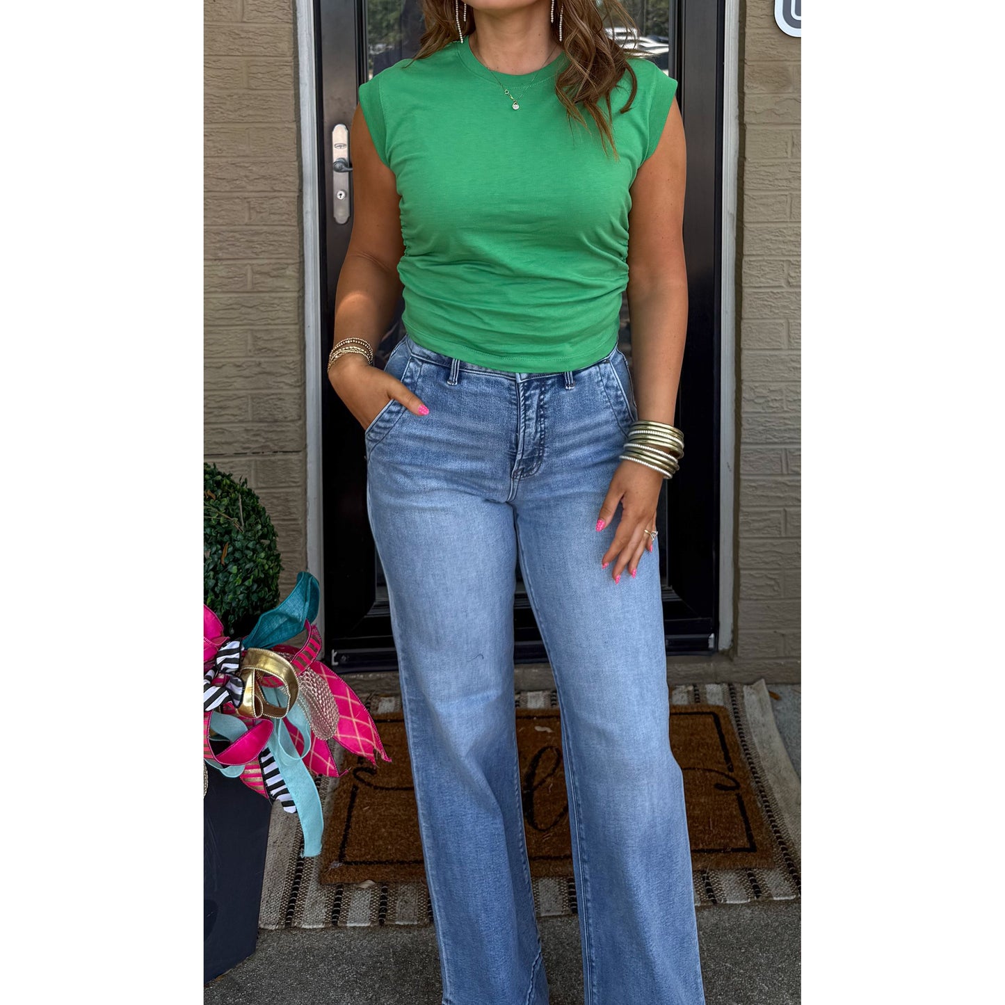Apple Green Detail Top