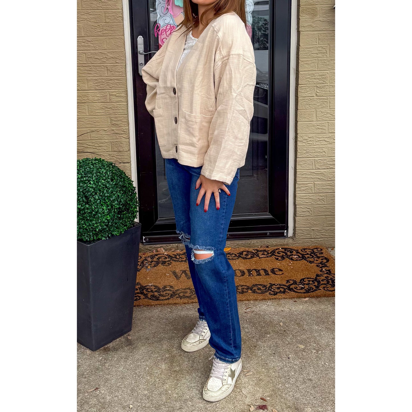 Oversized Cardigan, Cream