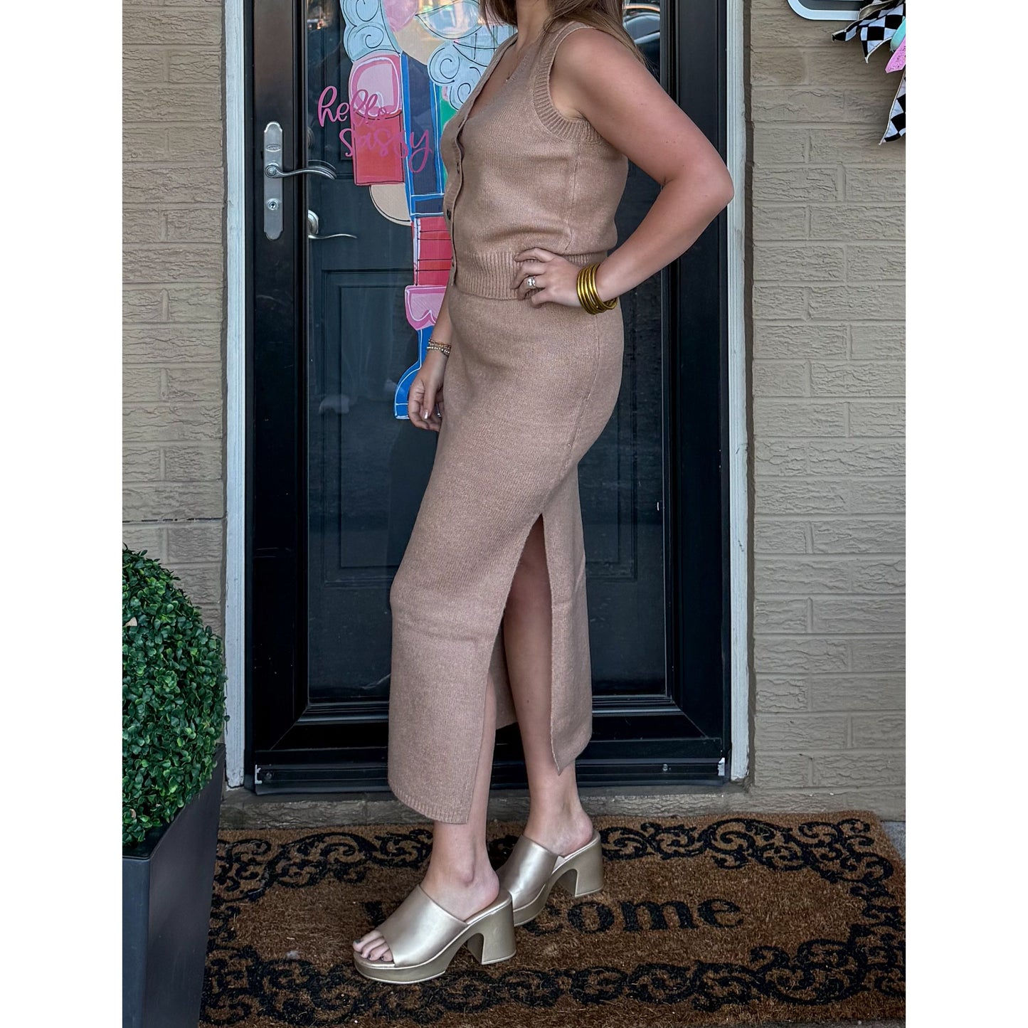 Gia Sweater Knit Set, Taupe