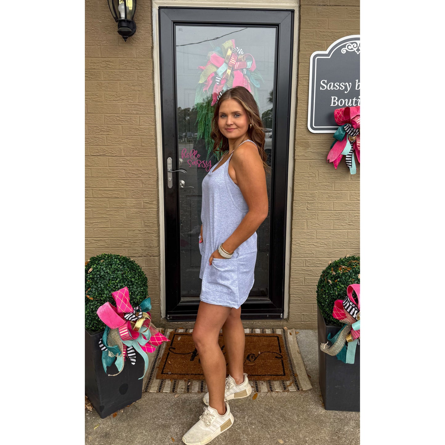 Grey Romper Athleisure Dress
