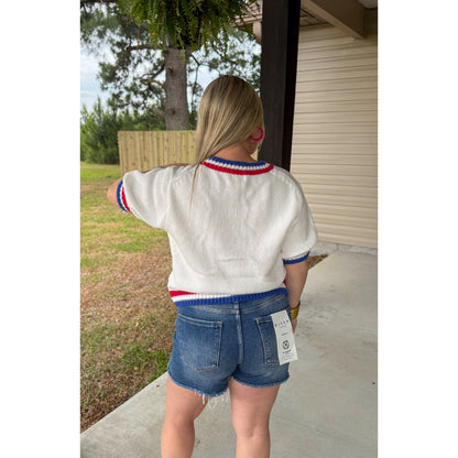 America Puff Short Sleeve Sweater