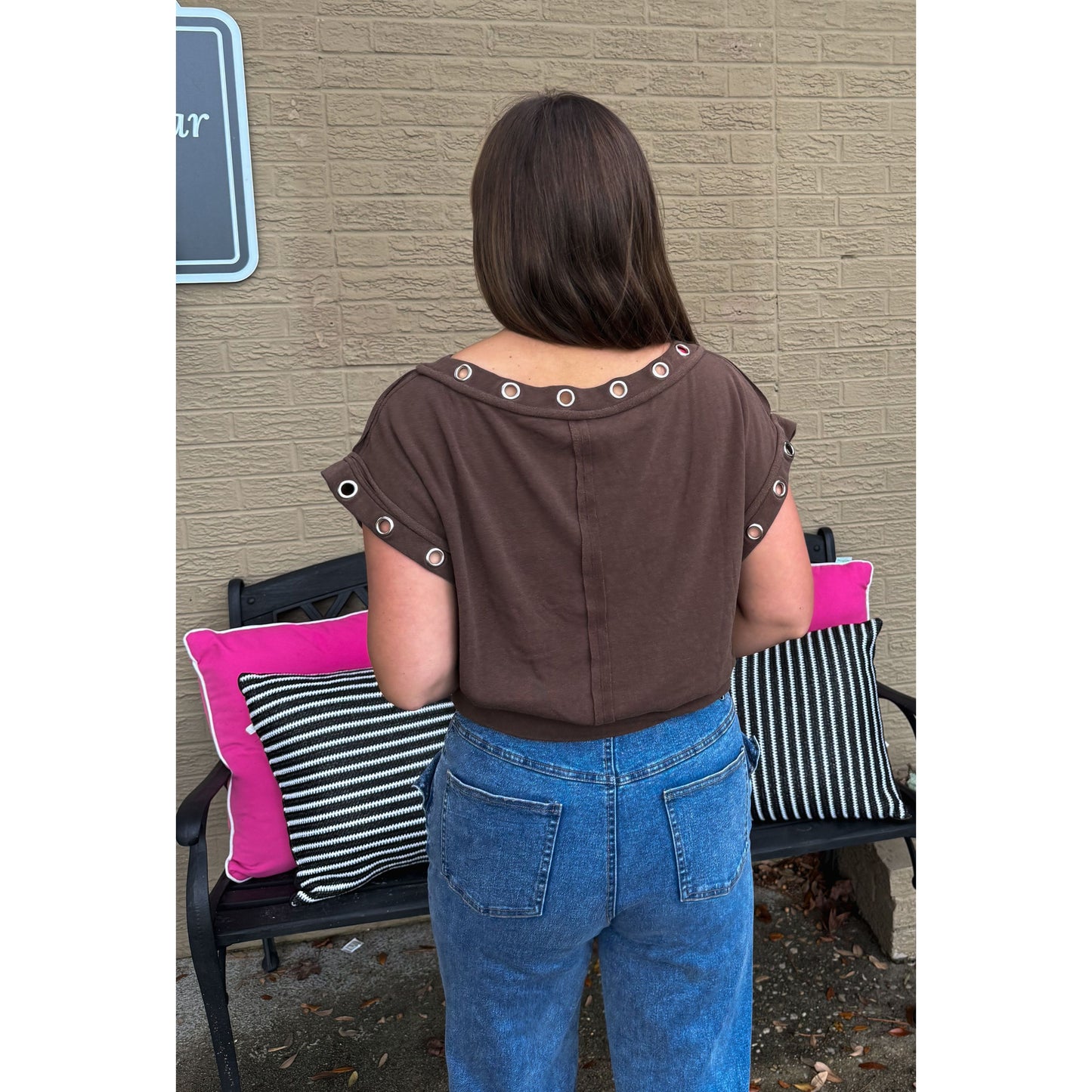 Millie Detail Top, Chocolate Brown