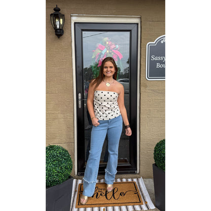 Alex Polka Dot Top, Cream/Black