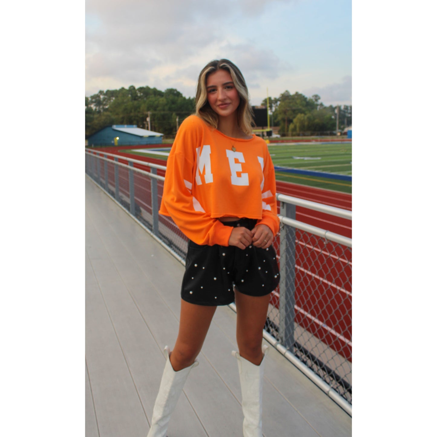 Game Day Crop Top, Orange/White