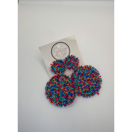 Beaded Disc Earrings