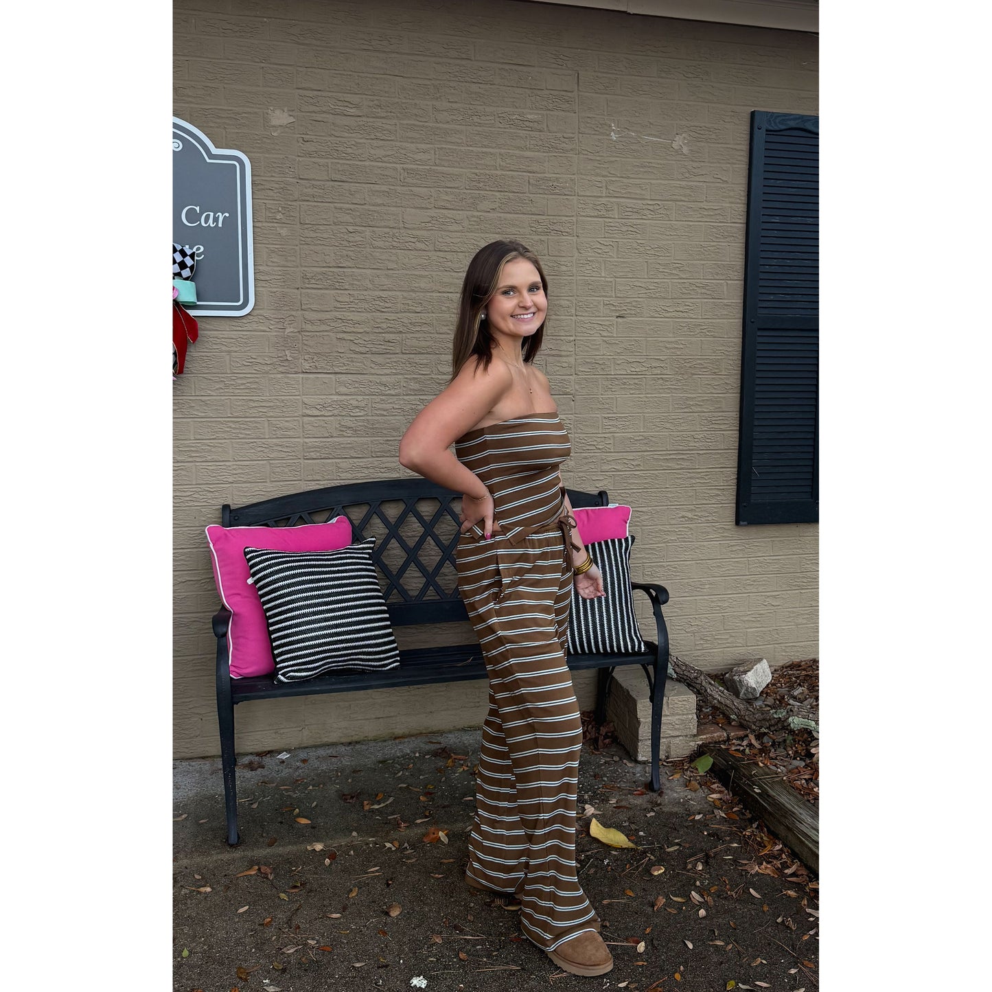 Parker Stripe Lounge Set, Brown/Blue