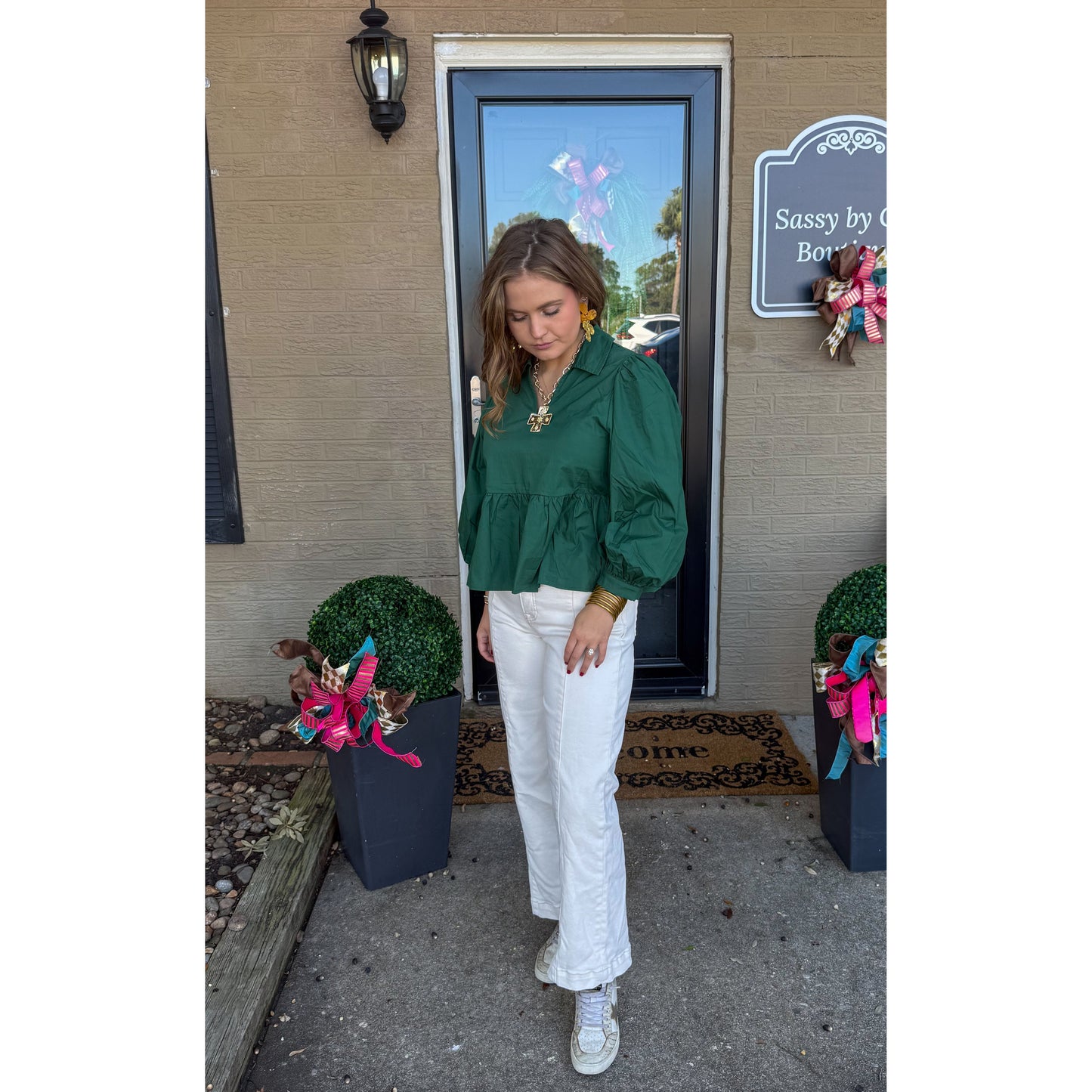 Lilly Blouse, Hunter Green