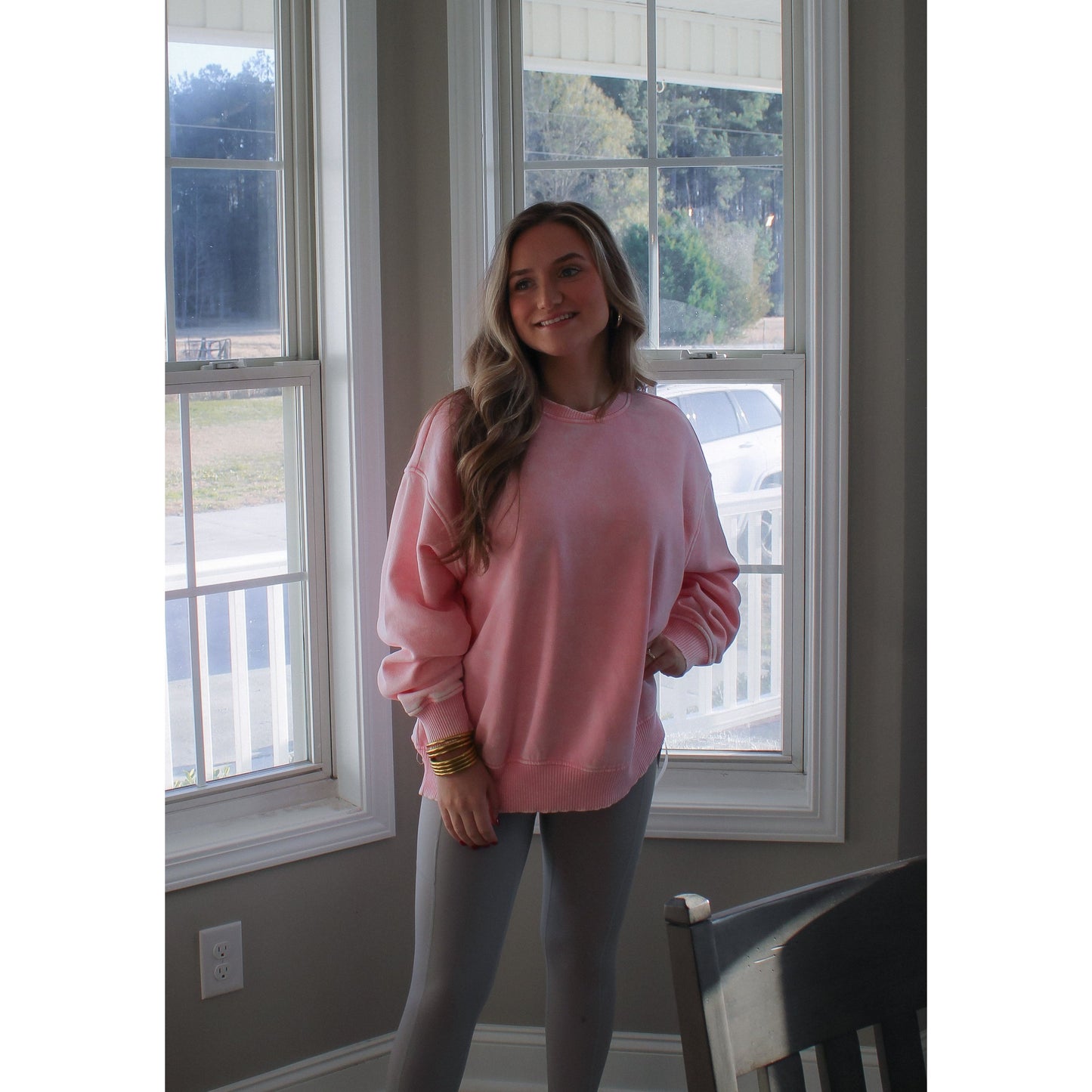 Georgie Oversized Sweatshirt, Light Pink