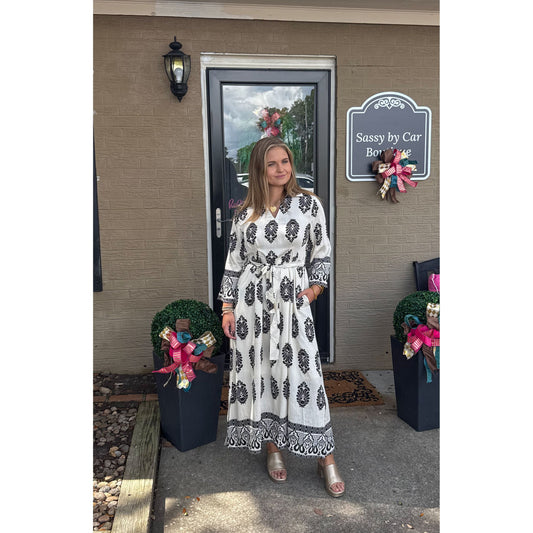 Poppy Maxi Dress, Black/White
