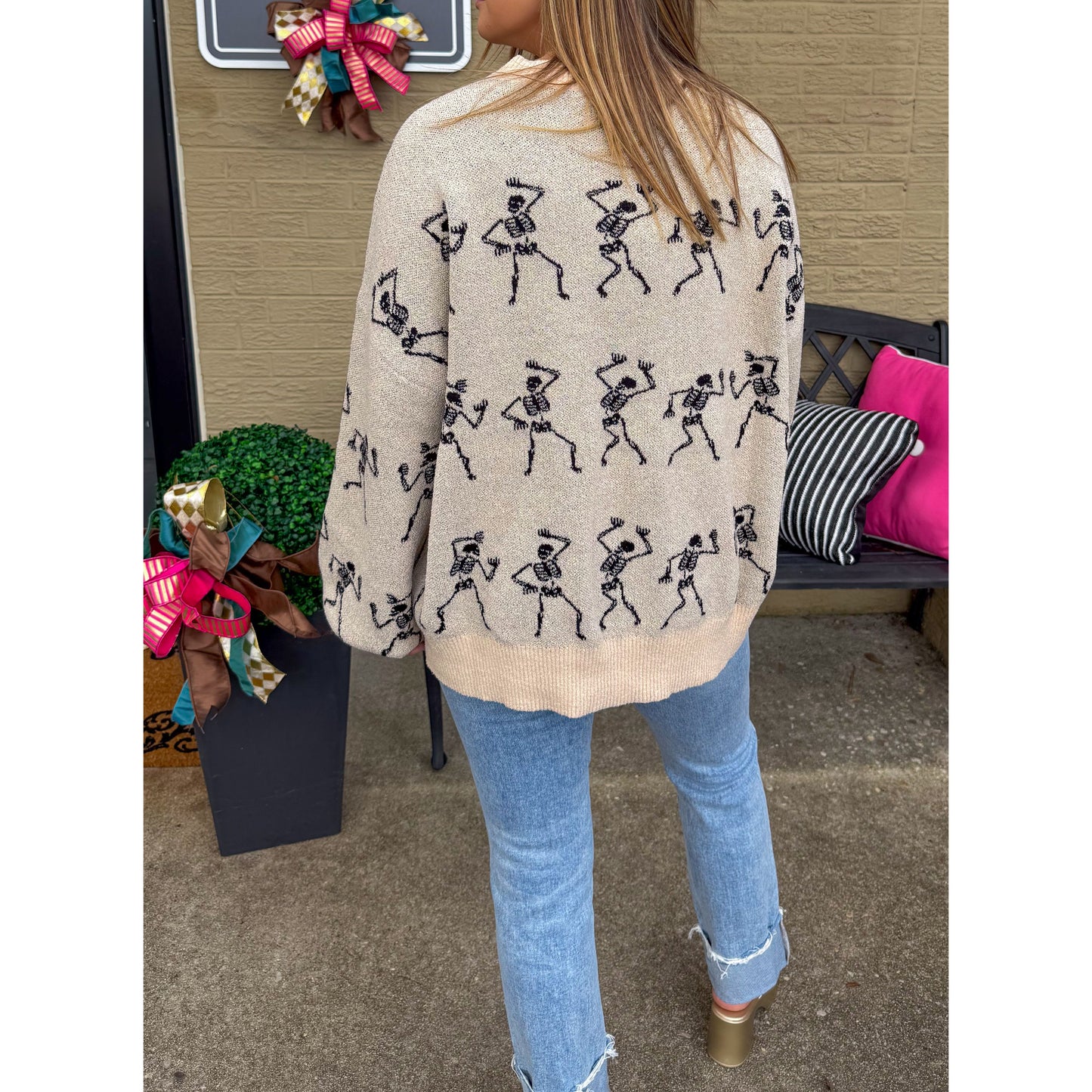 Dancing Mummies Sweater, Ivory/Black