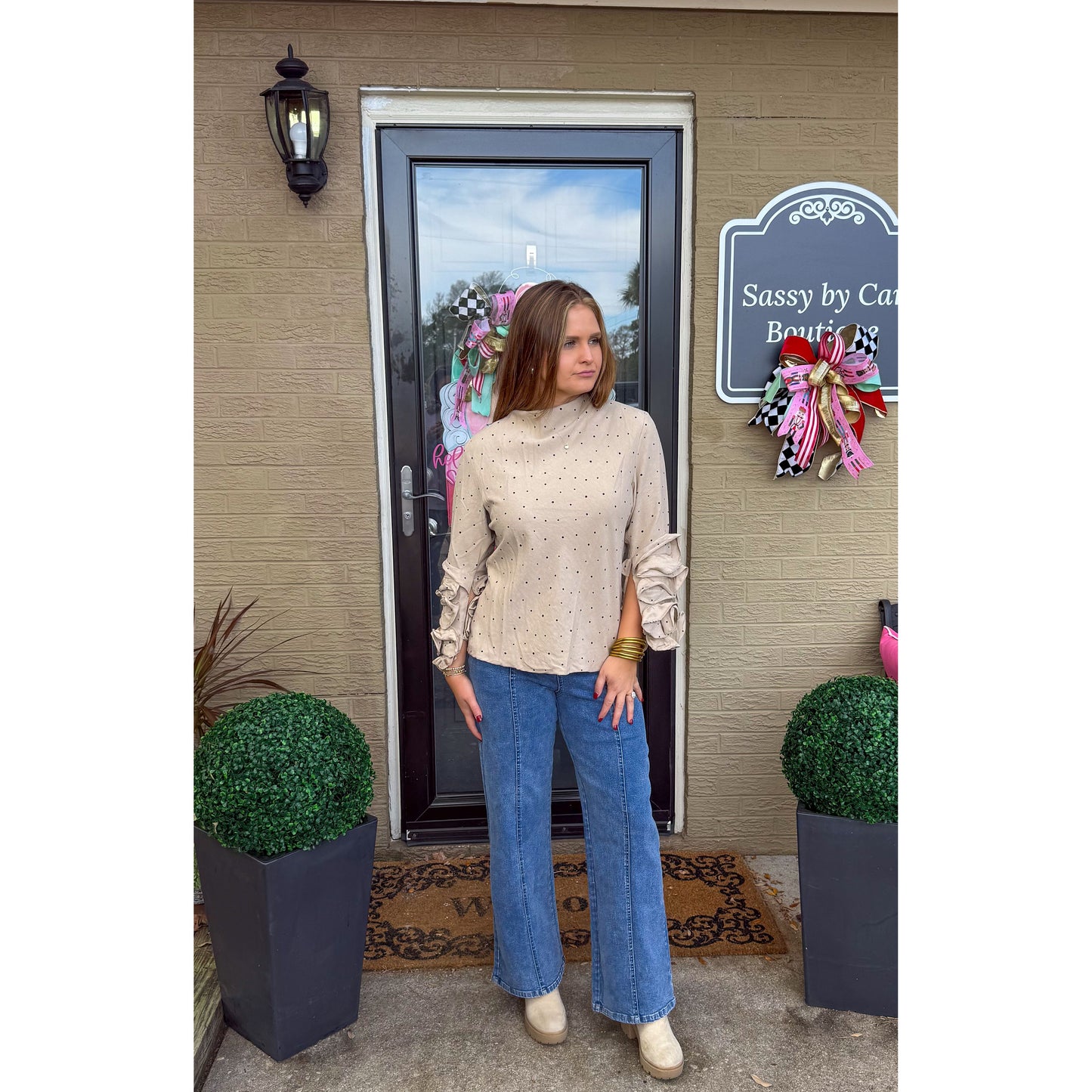 Polka Dot Detail Blouse