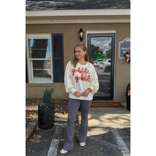 Gobble Gobble Oversized Top, Ivory Multi