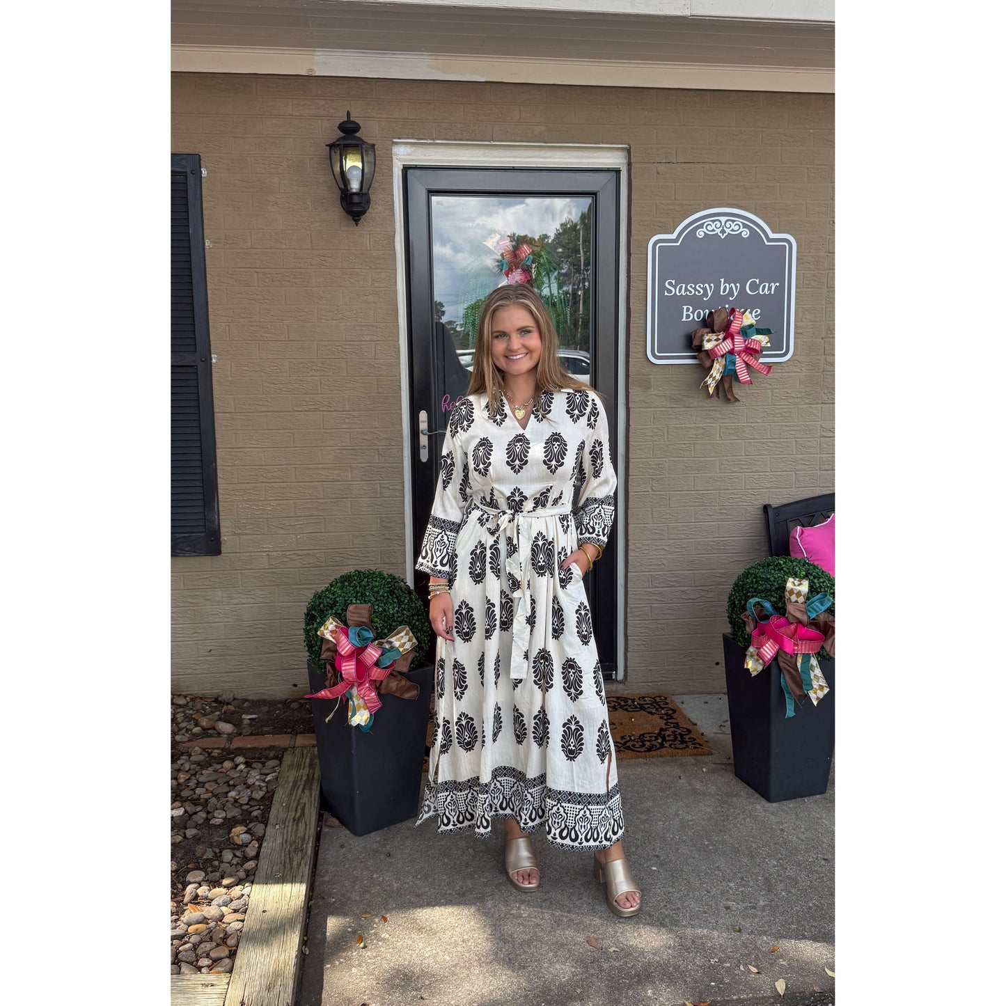 Poppy Maxi Dress, Black/White