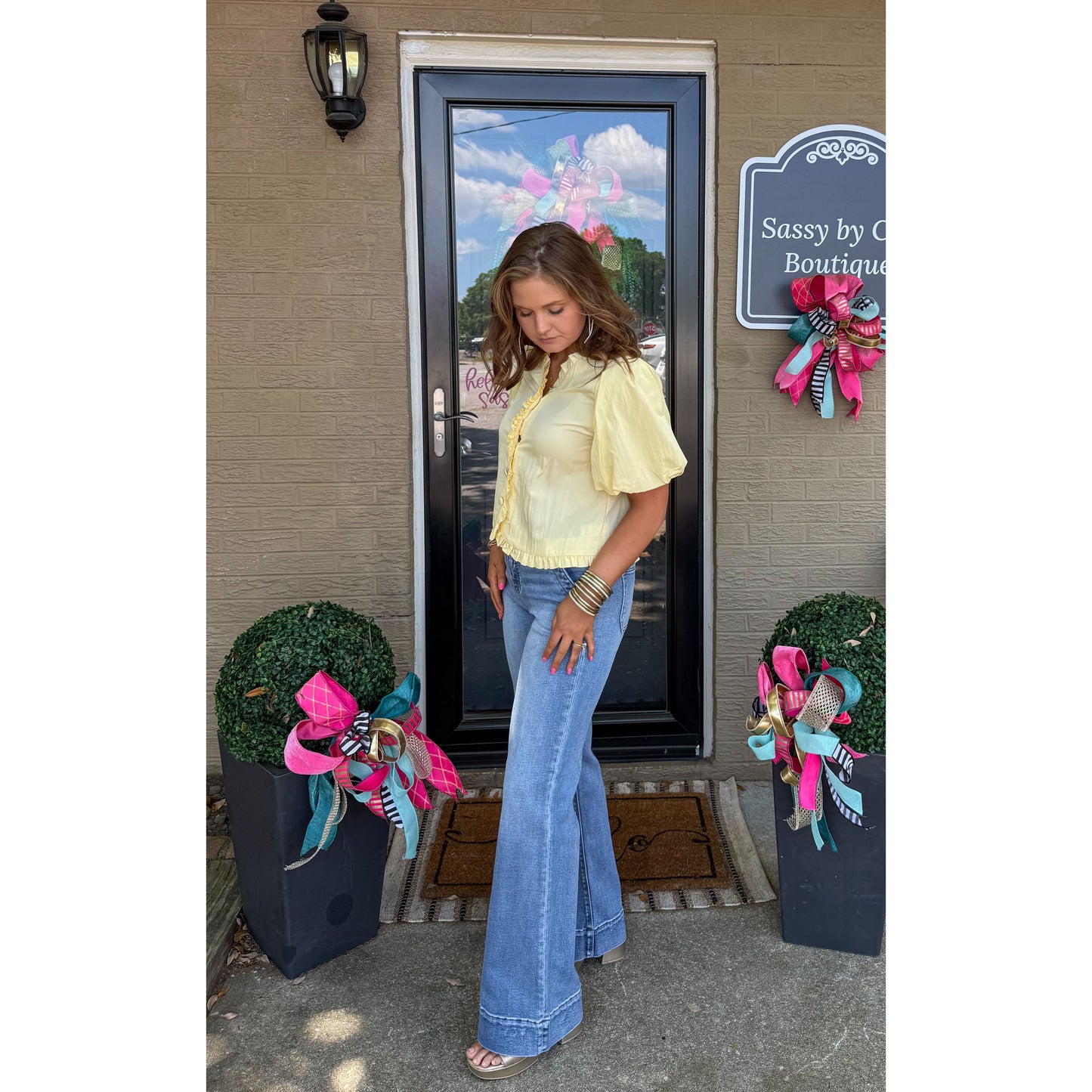 Mabel Ruffle Detail Blouse, Pale Yellow