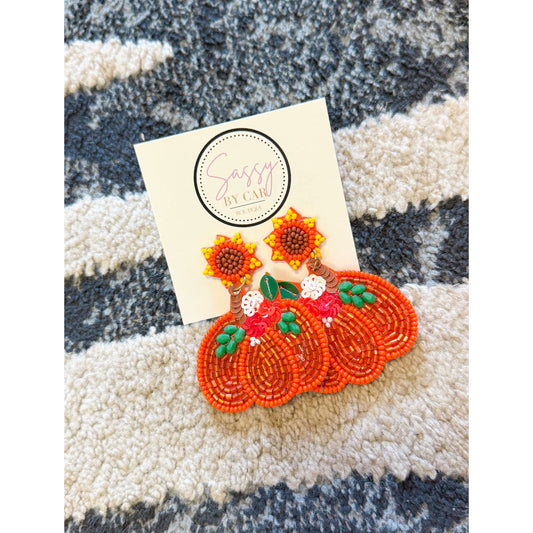 Pumpkin Multi Beaded Earrings