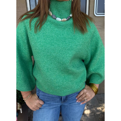 Ellison Mockneck Sweater, Apple Green