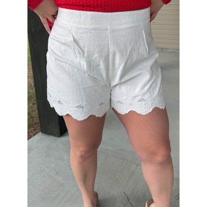 Eyelet Detail Shorts, White