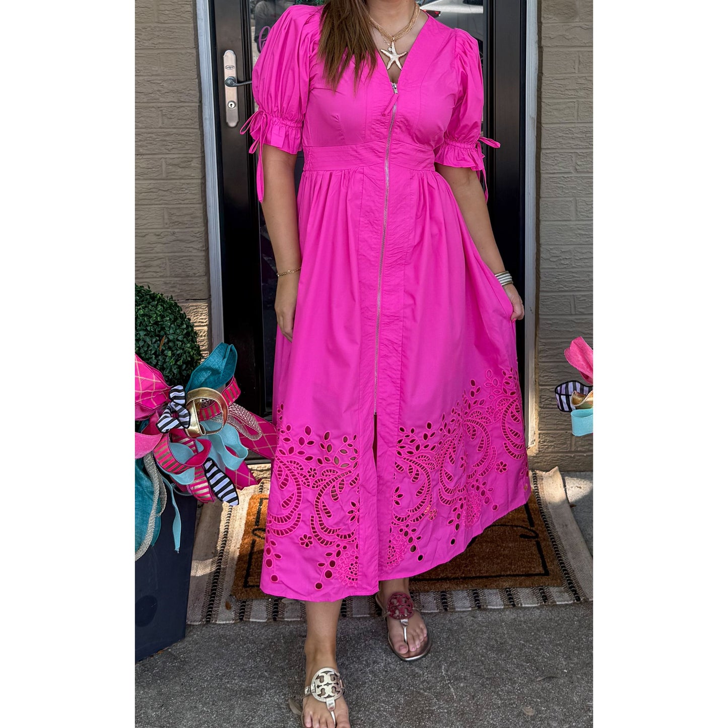 Barbie Girl Detail Dress, Hot Pink