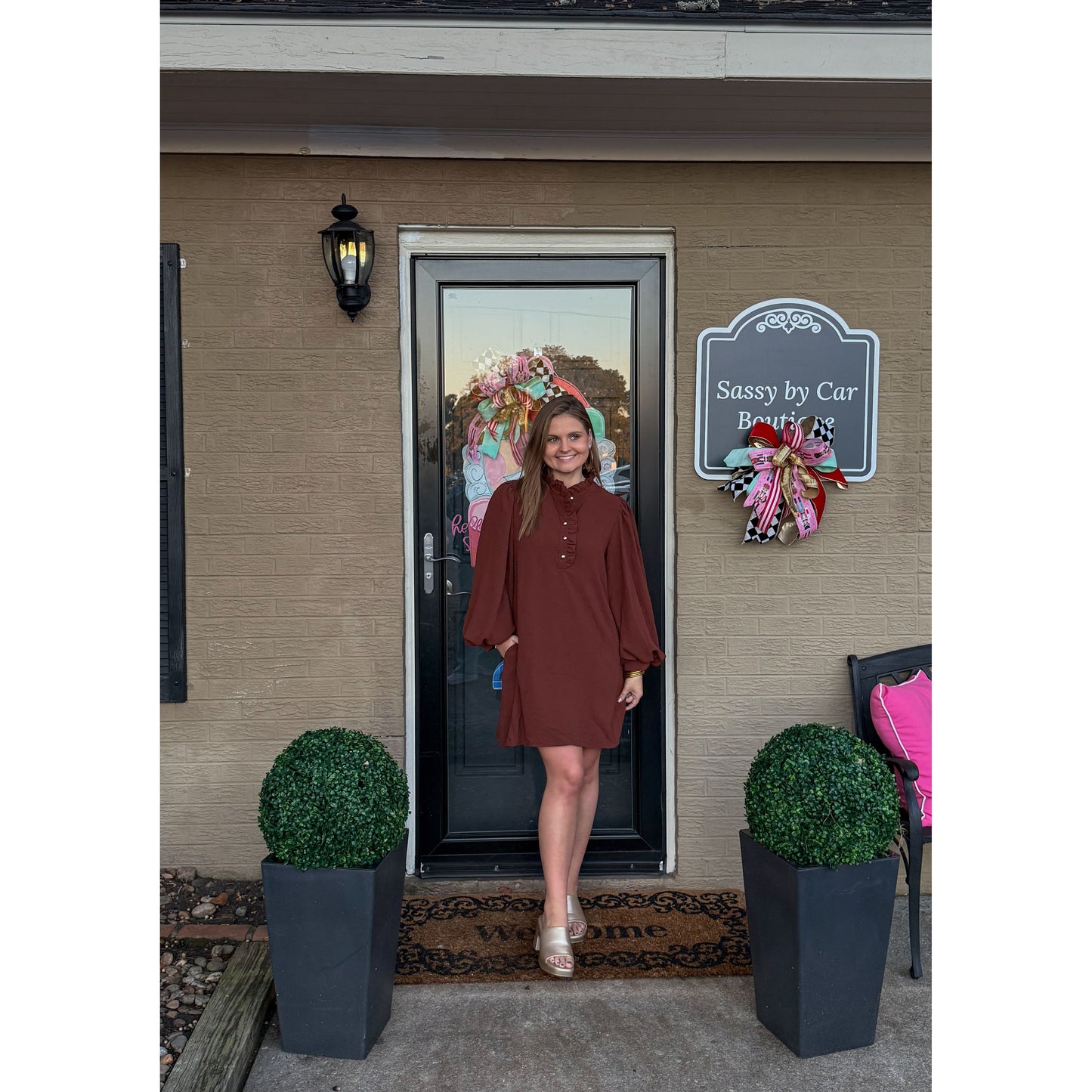 Ryleigh Mini Dress, Chocolate Brown