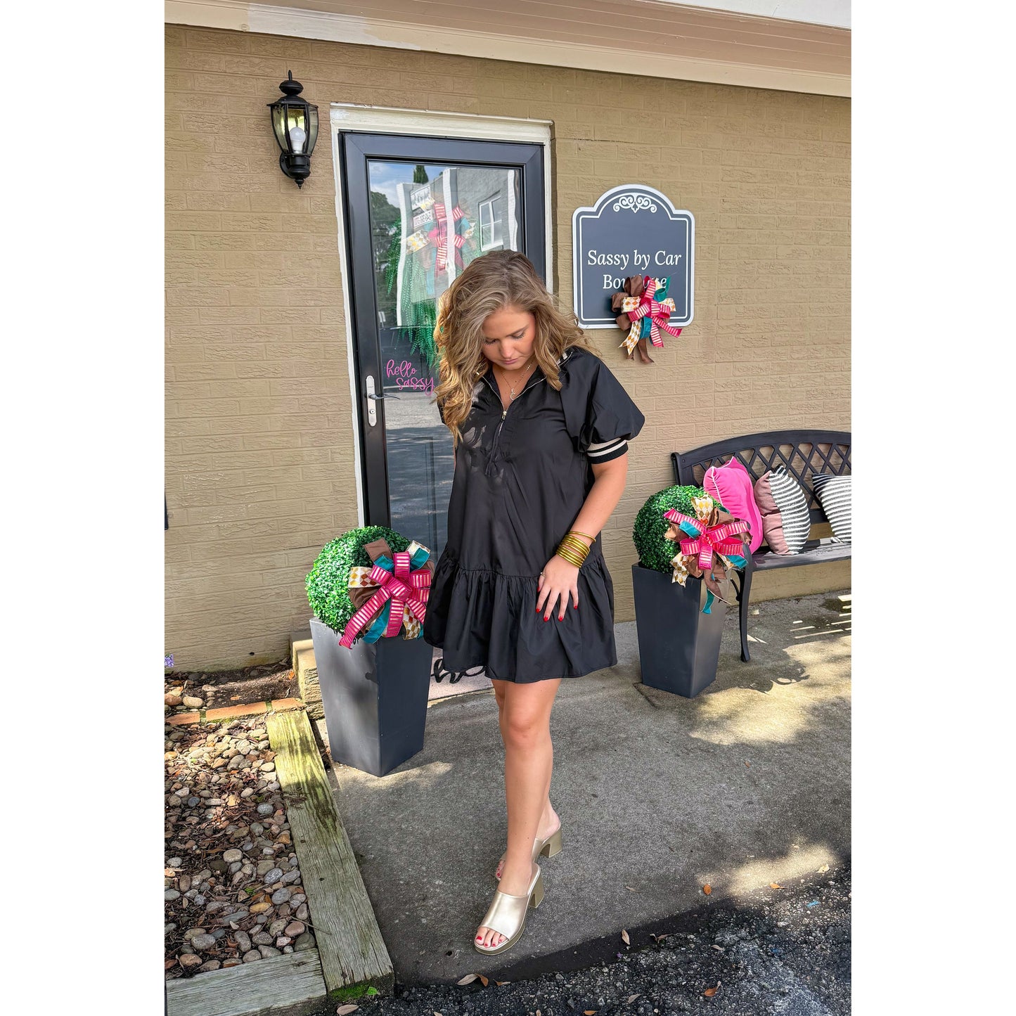 Kenny Mini Dress, Black/Taupe