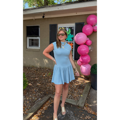 Merritt Mini Dress, Slate Blue