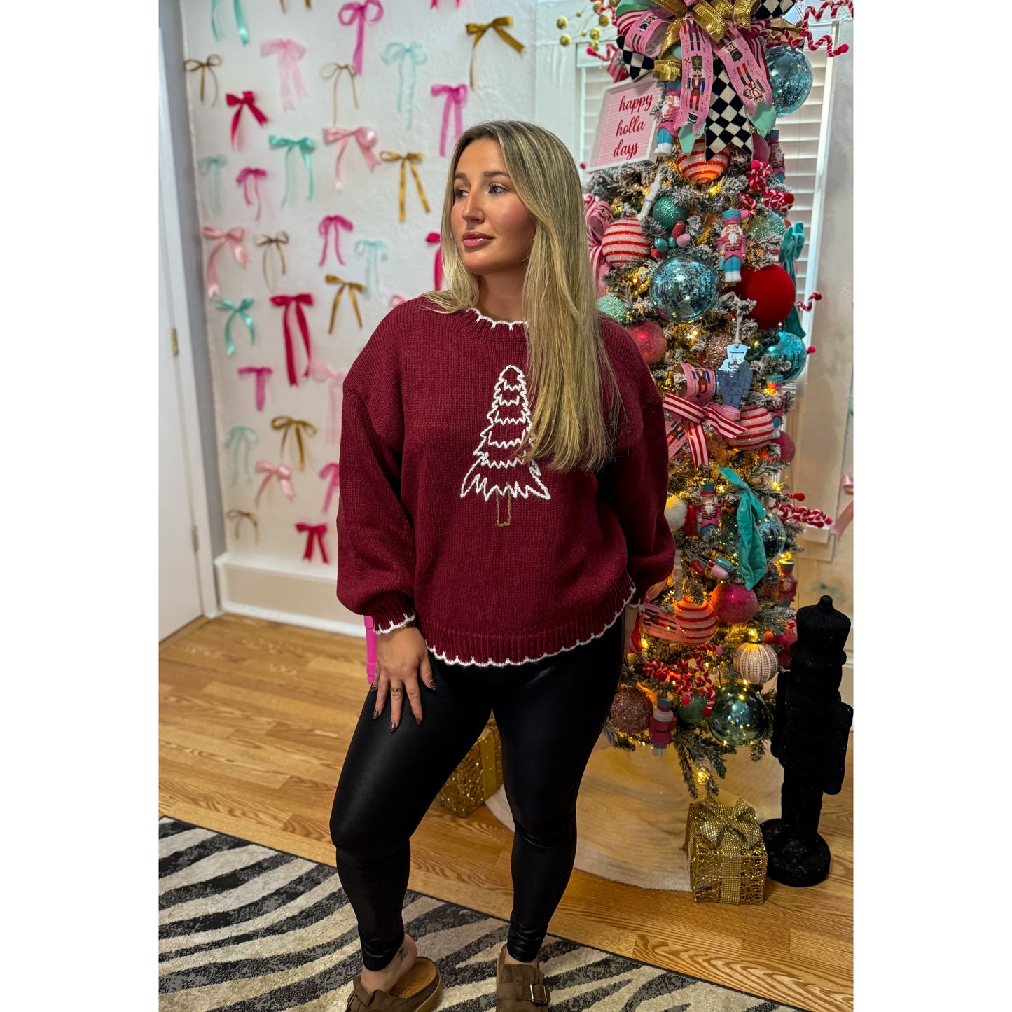 Tree Sweater, Burgundy