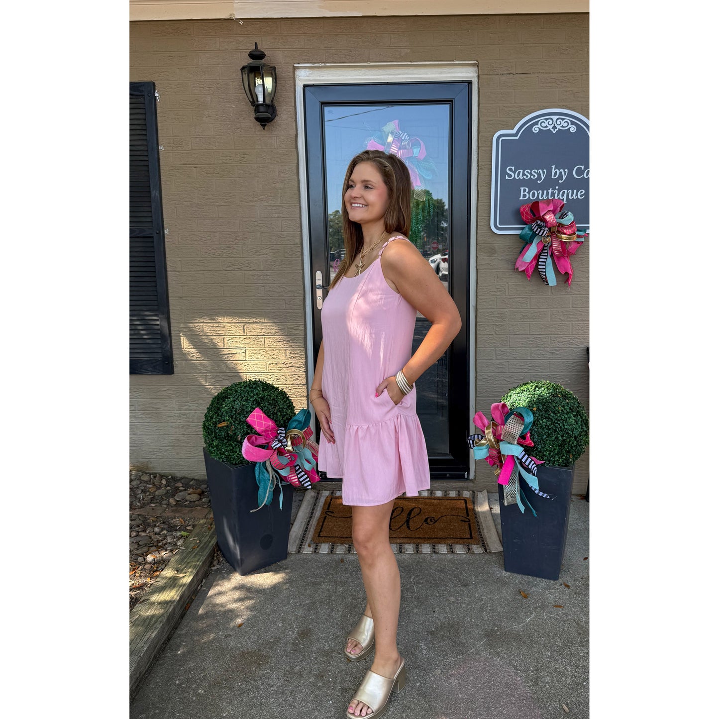 Maya Ruffle Mini Dress, Soft Pink