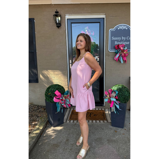 Maya Ruffle Mini Dress, Soft Pink
