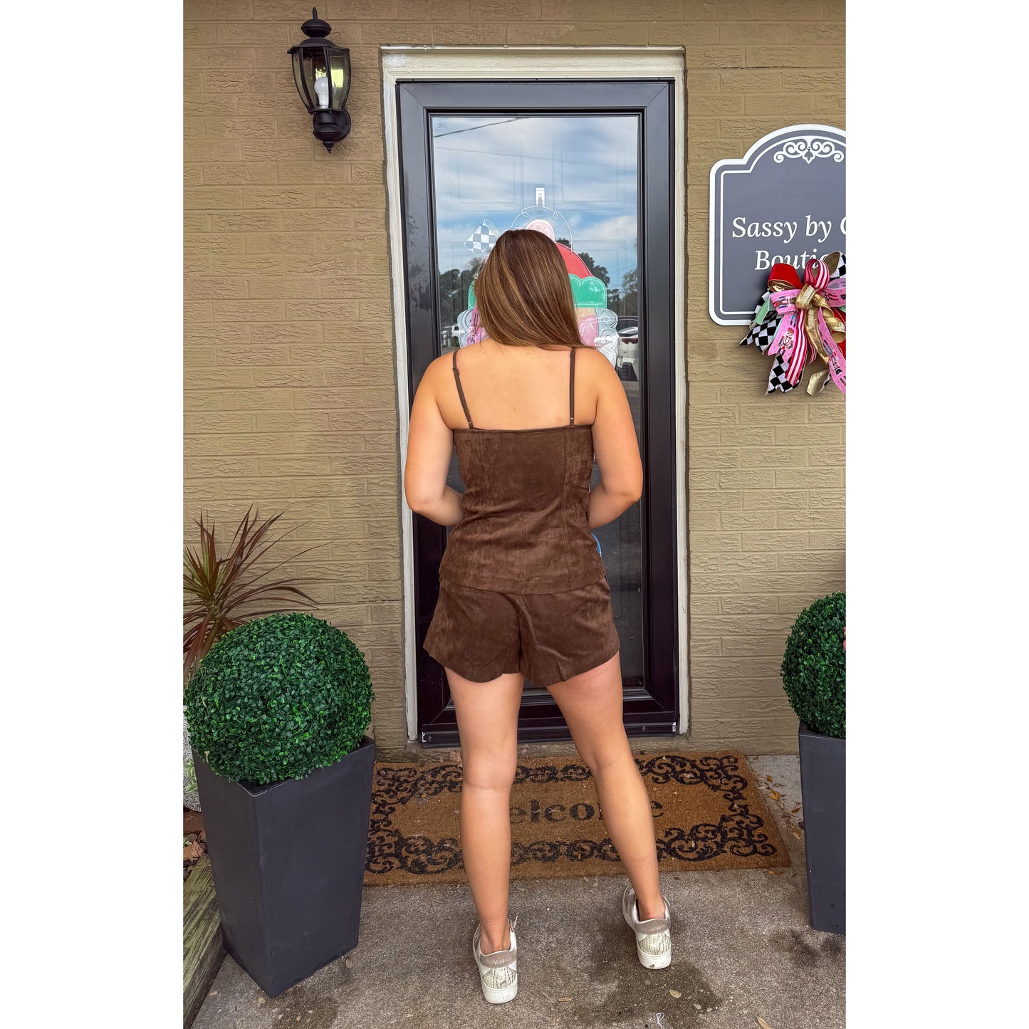 Isla Faux Suede Set, Brown