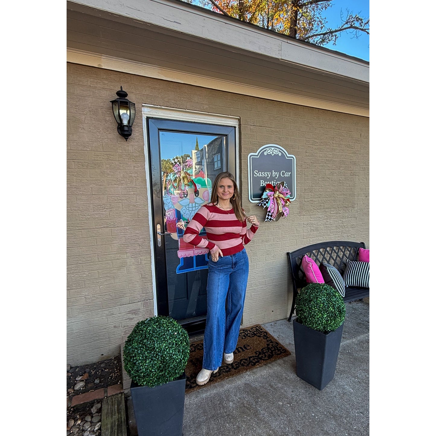 Adalyn Stripe Top, Pink/Red