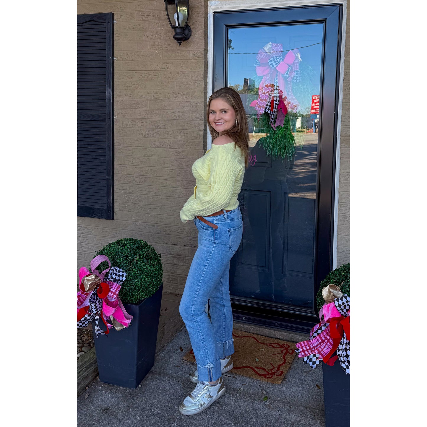 Button OTS Butter Yellow Sweater