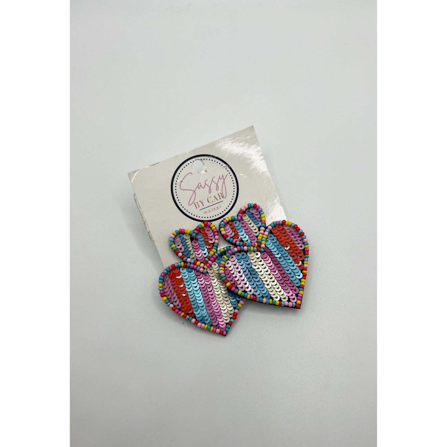 Heart Sequin Earrings, Multi-Color