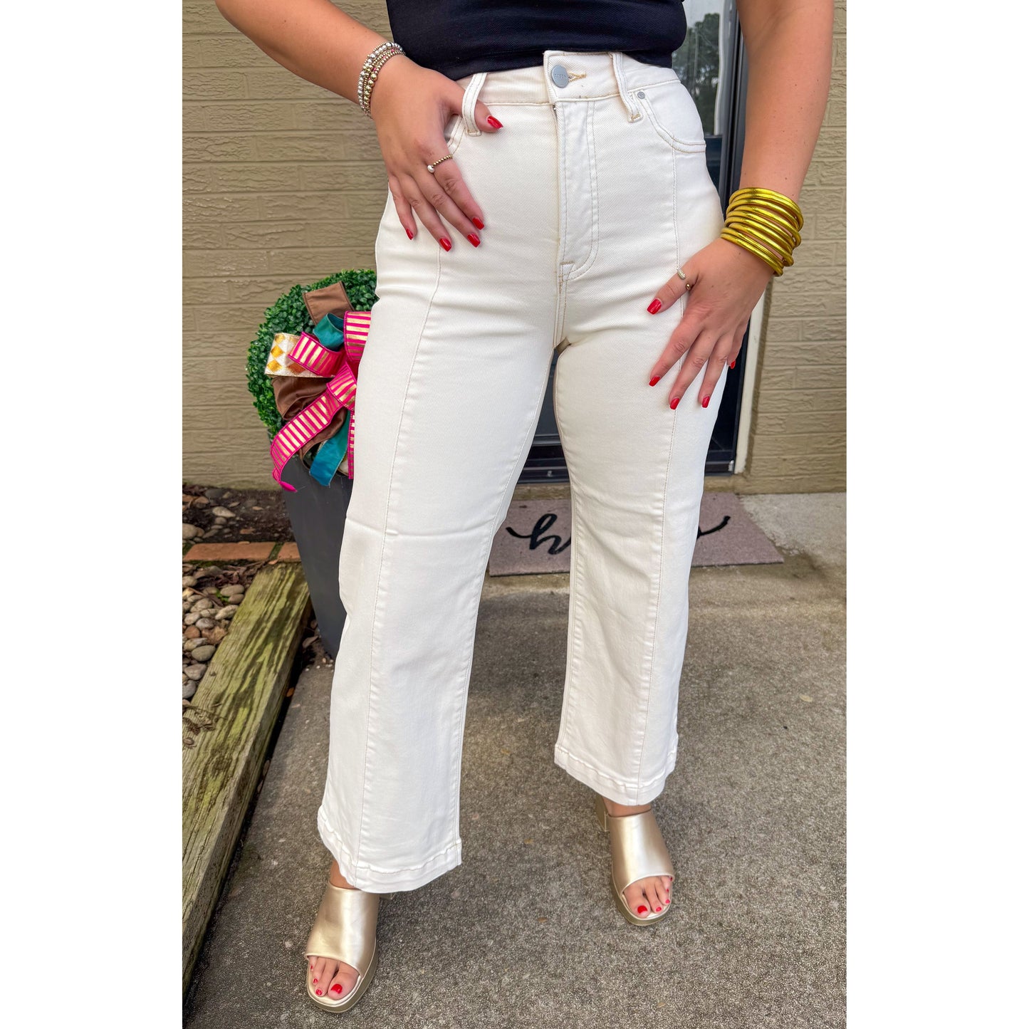 Ivory Wide Leg Jeans
