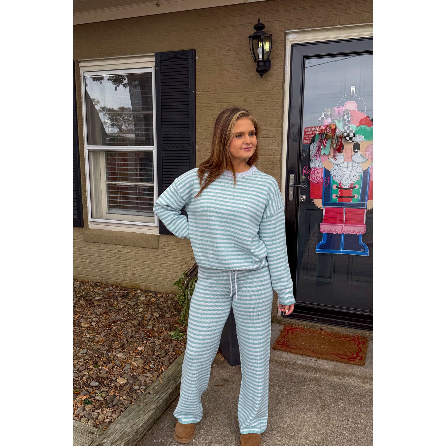Knit Stripe Lounge Set, Blue Multi