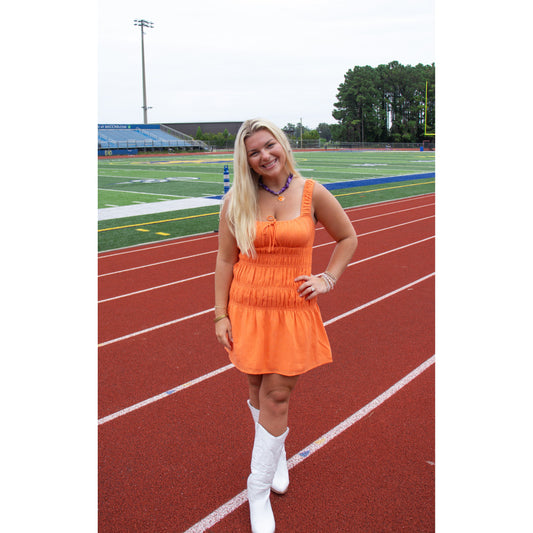 Charley Smocked Mini Dress, Orange