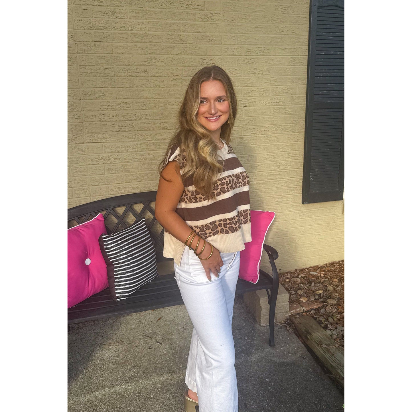 Kennedy Cheetah Top, Taupe Multi