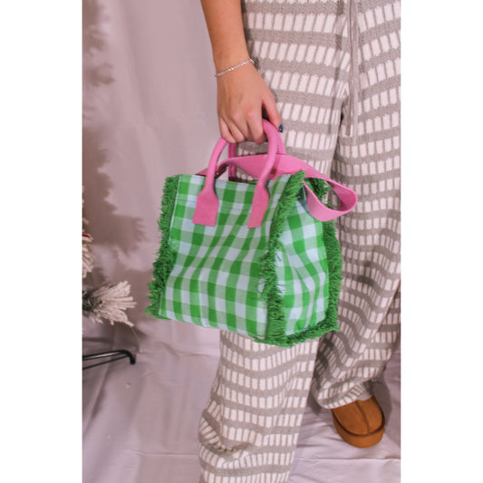 Anna Mini Tote, Green/Pink