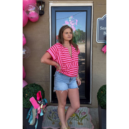 Pink/Red Stripe Top
