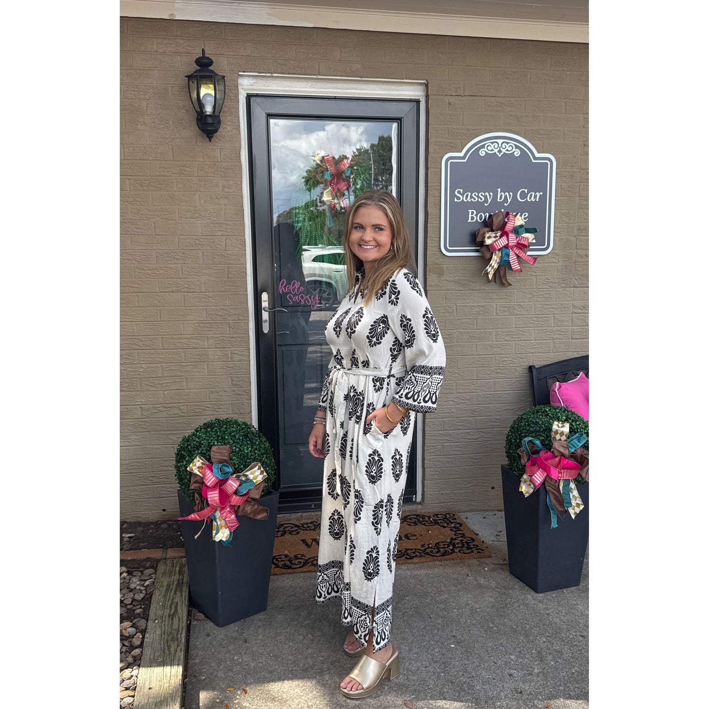 Poppy Maxi Dress, Black/White