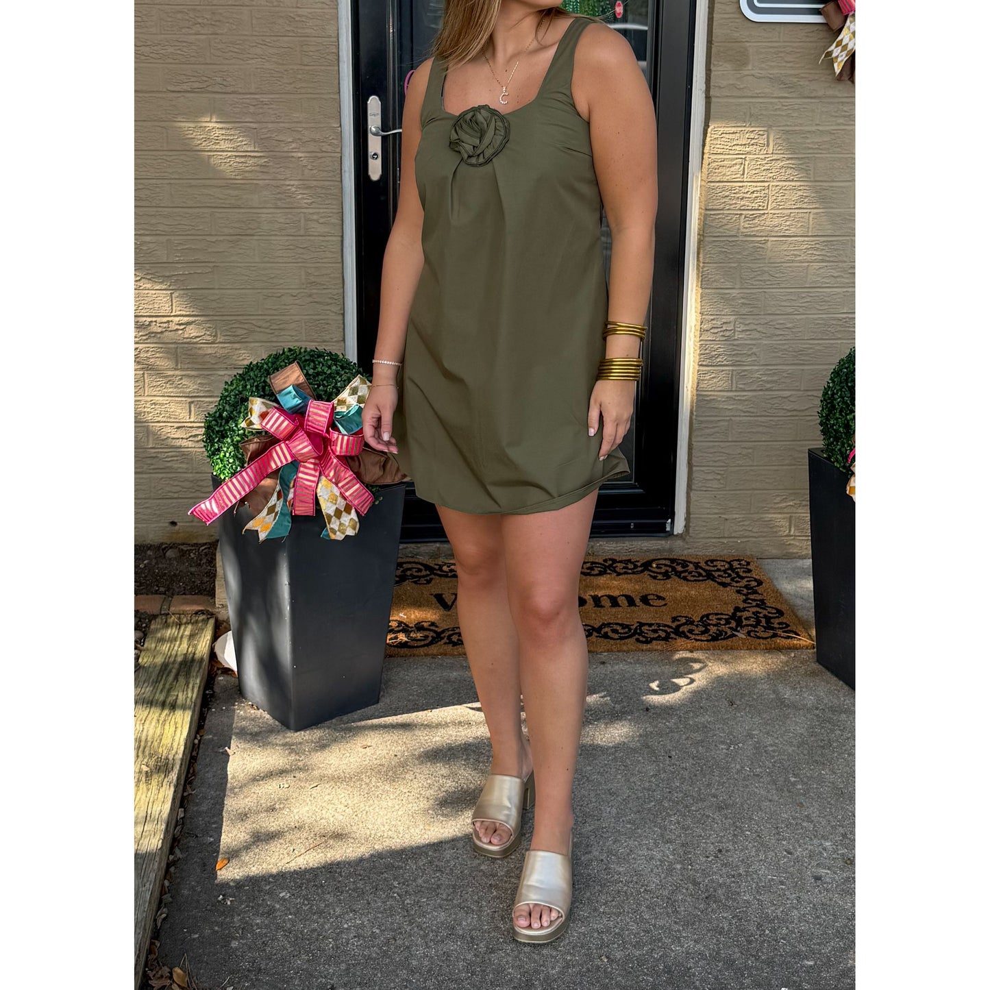 Olive Mini Dress, Green