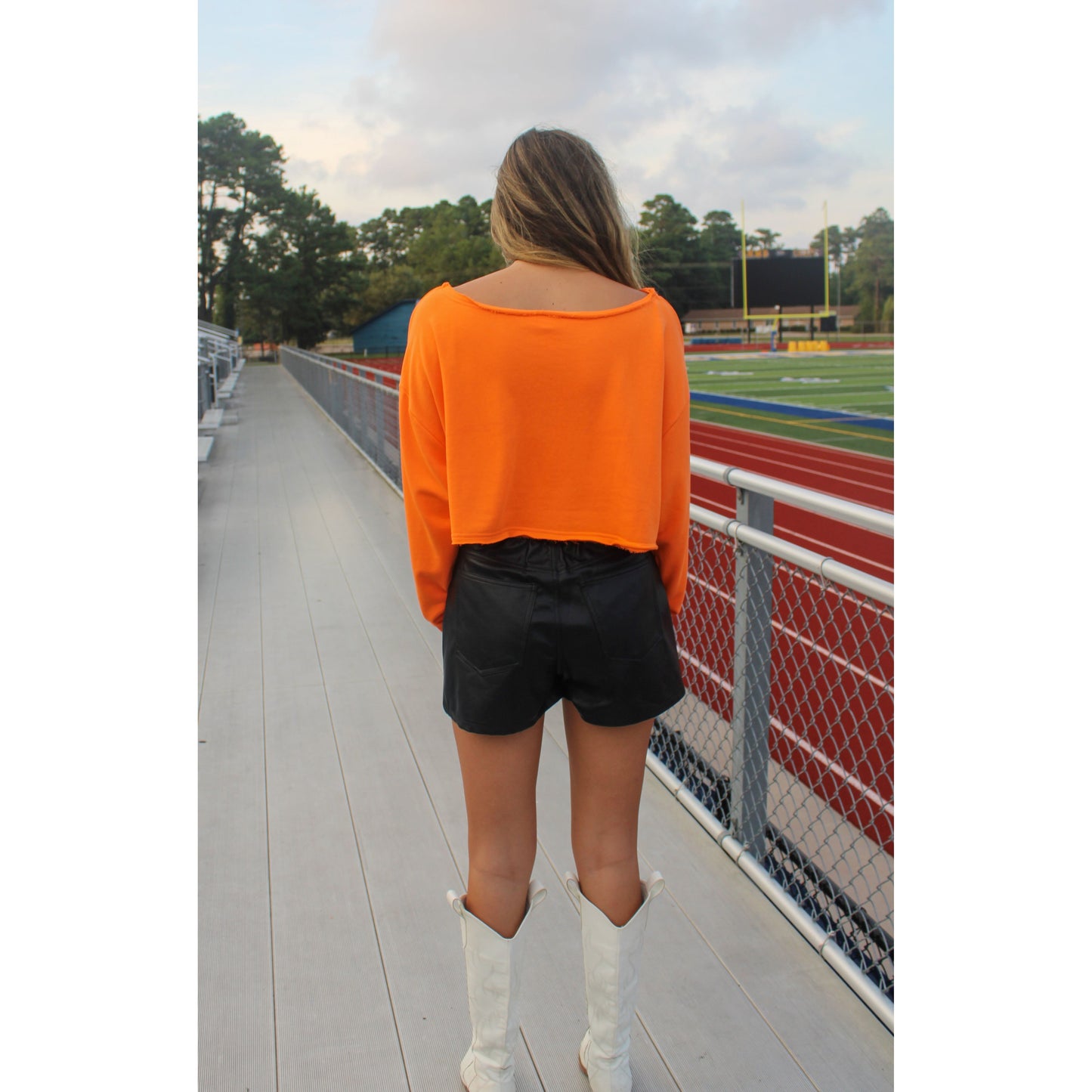 Game Day Crop Top, Orange/White