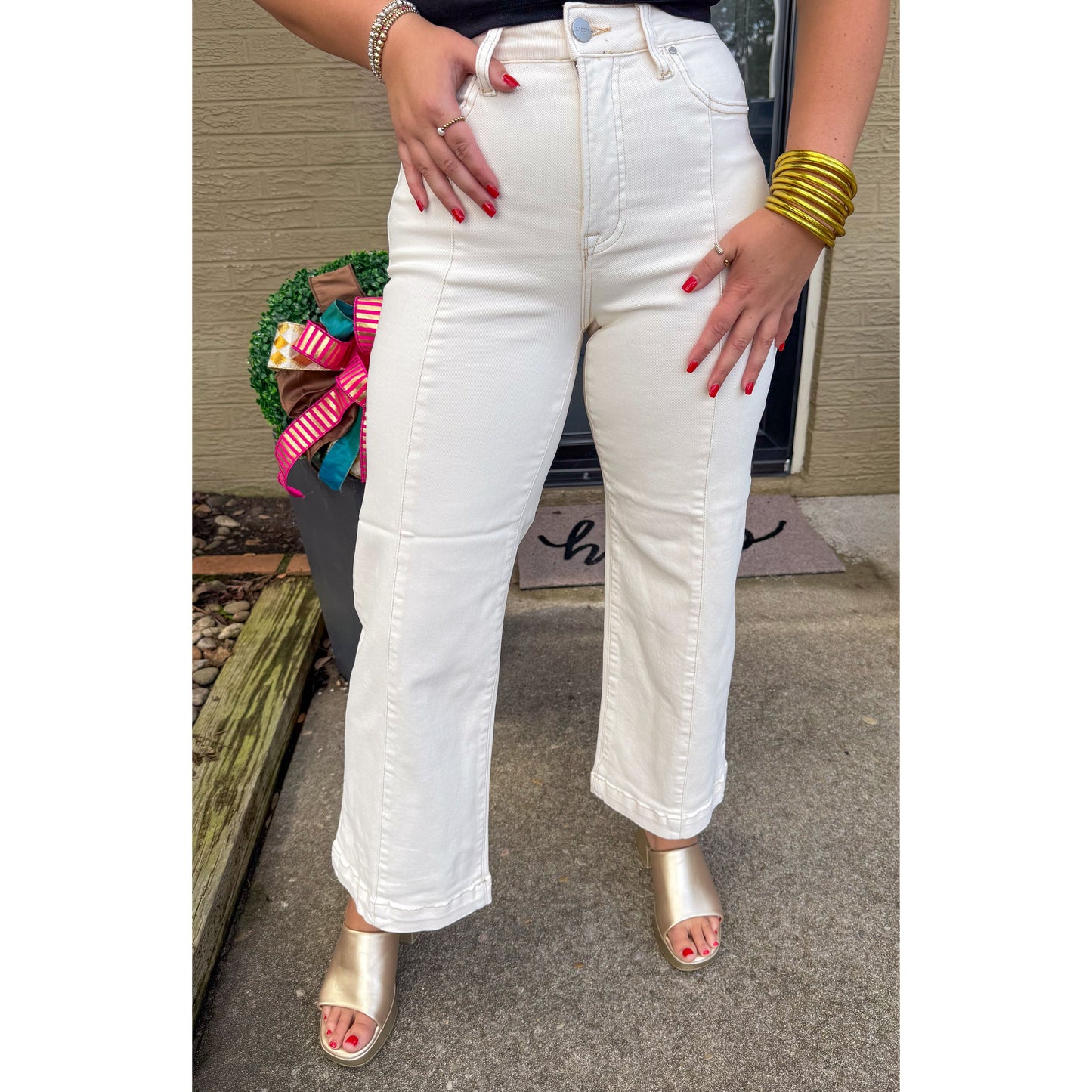 Ivory Wide Leg Jeans