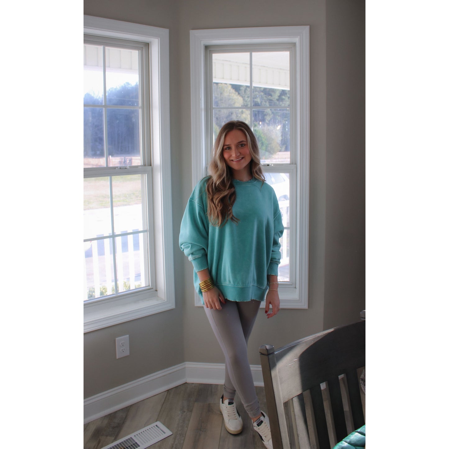 Georgie Oversized Sweatshirt, Turquoise