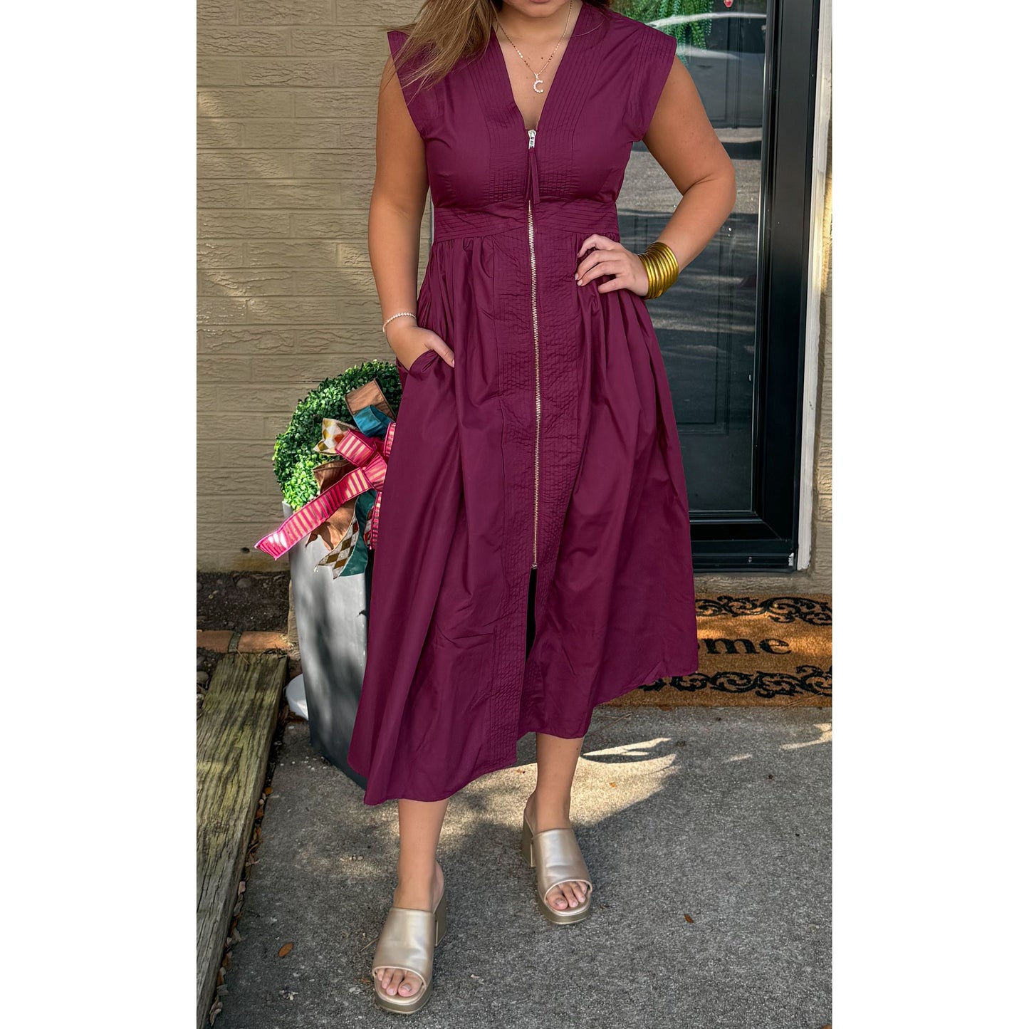 Annie Midi Dress, Burgundy