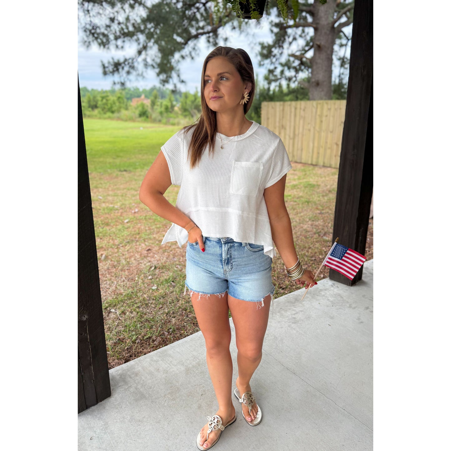 Eloise Detail Top, White