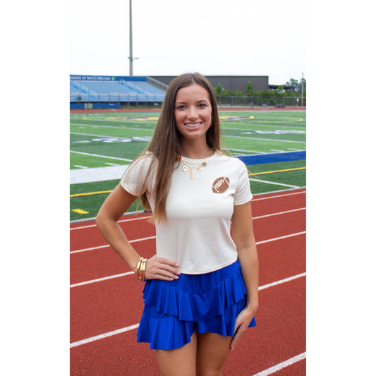 Football Patch Baby Tee, Cream