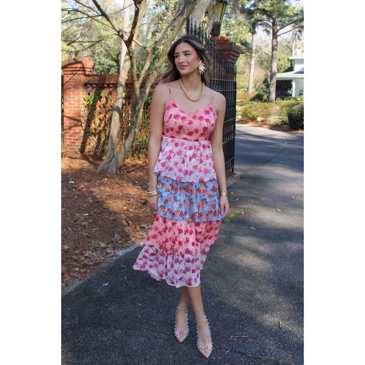 Kate Floral Tiered Ruffle Dress, Floral Multi